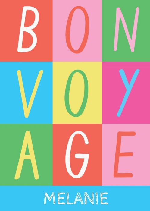 Natalie Alex Designs Trendy Personalised Bon Voyage Abstract Card