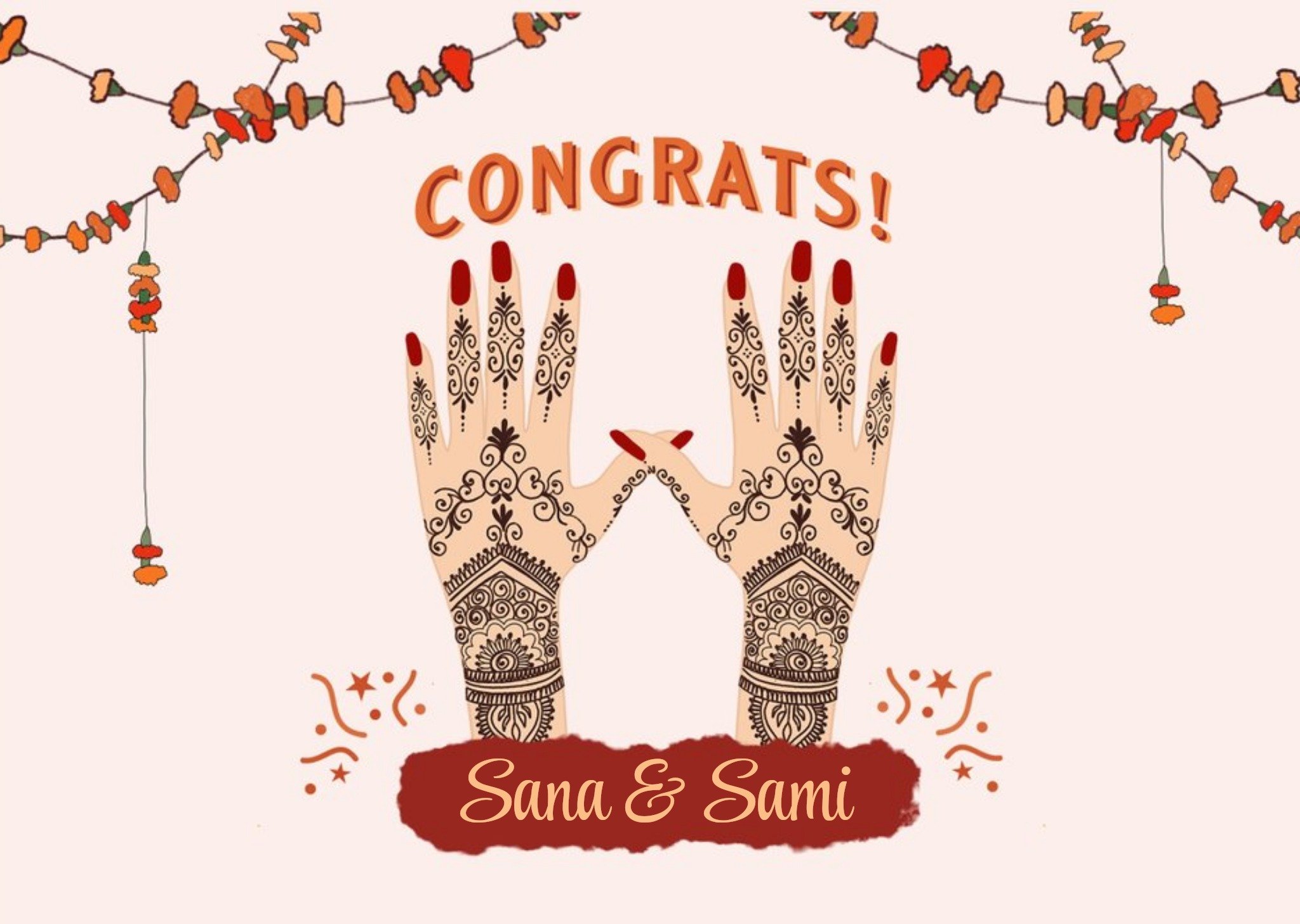 Asian Henna Wedding Card