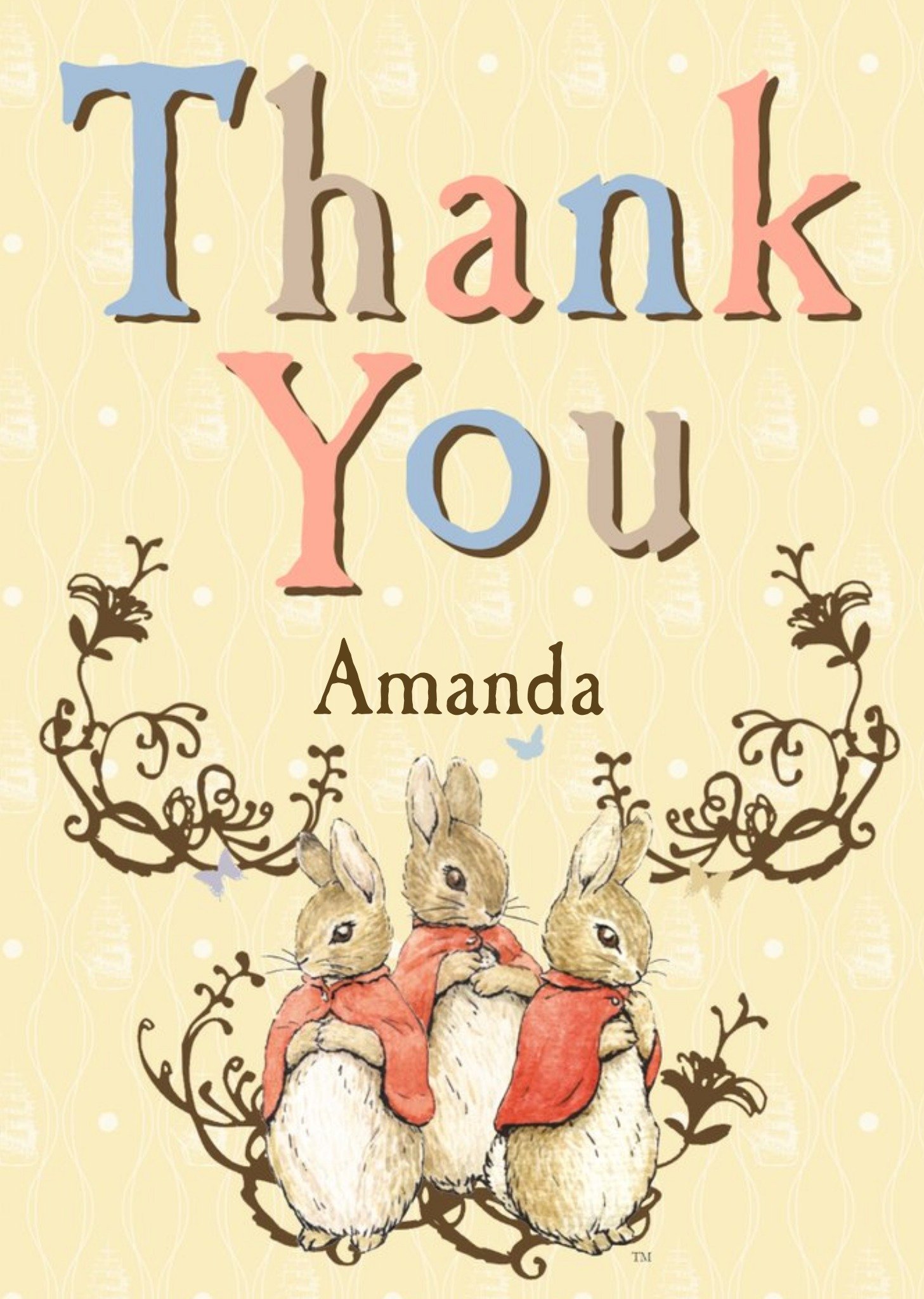 Peter Rabbit Little Bunnies Personalised Thank You Card