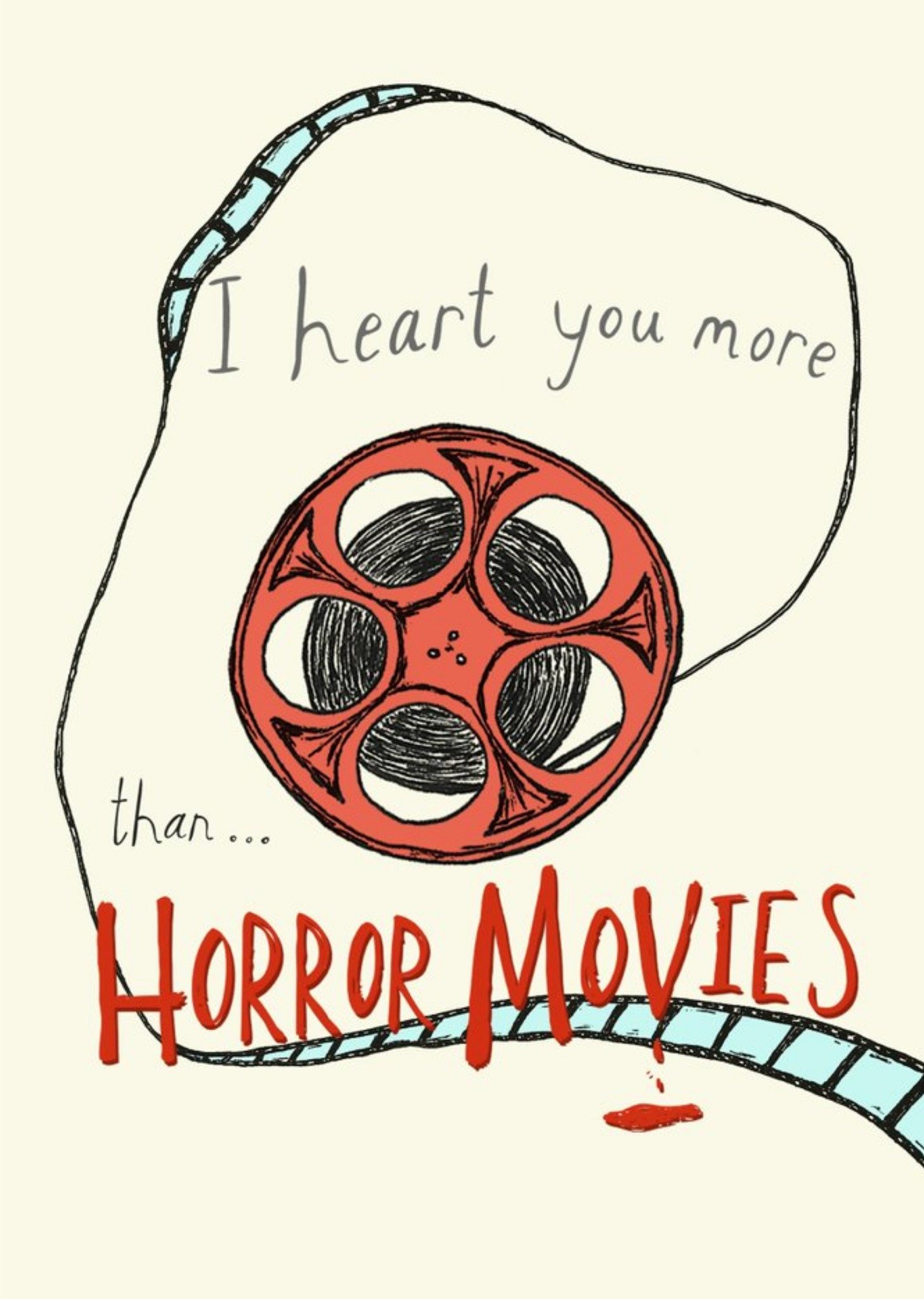 Moonpig I Love You More Than Horror Movies Funny Card, Large