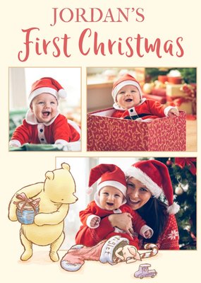 Winnie The Pooh Photo Upload Christmas Card First Christmas