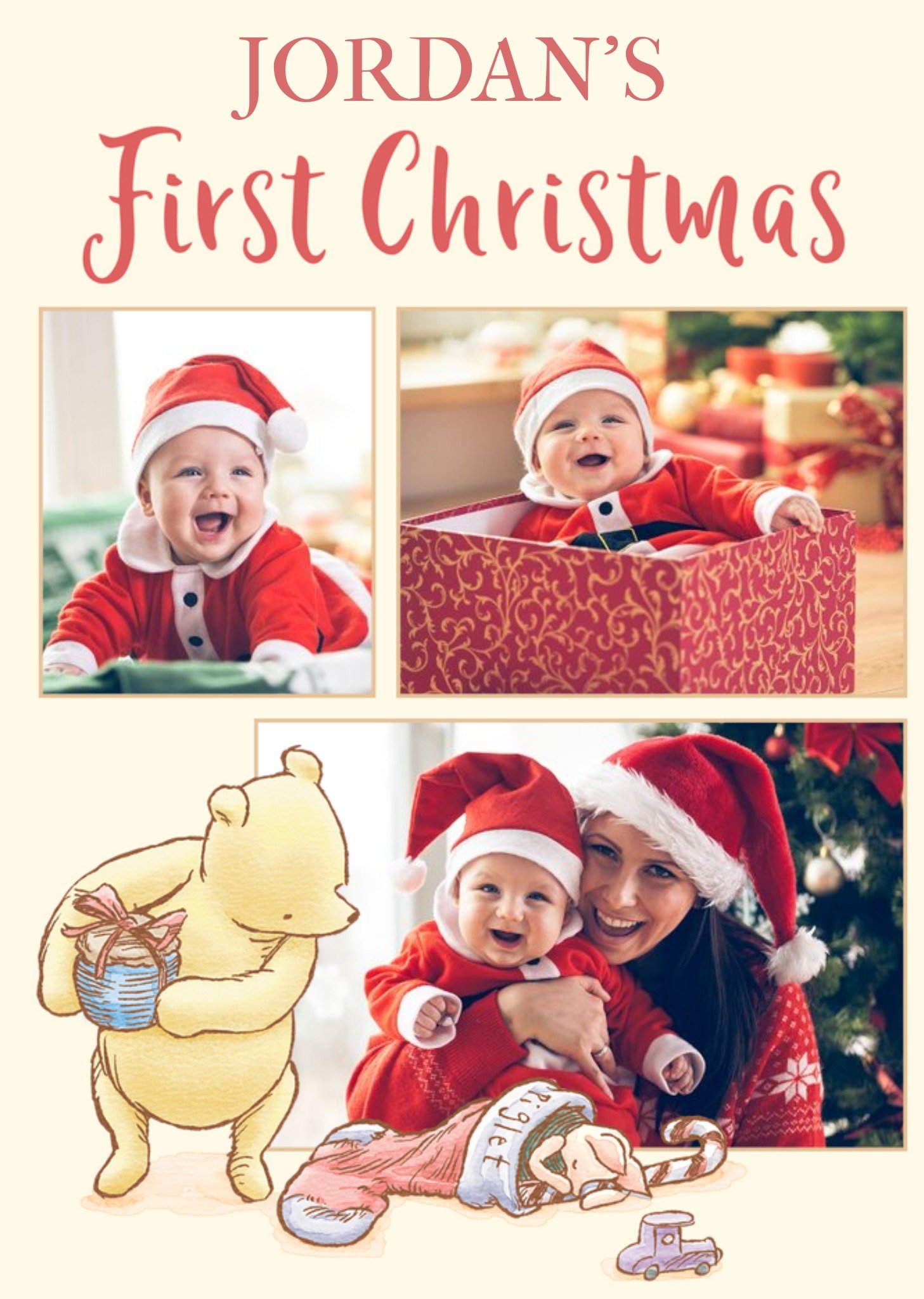 Winnie The Pooh Photo Upload Christmas Card First Christmas Ecard