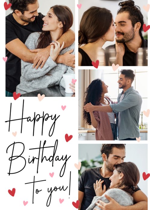 Adoring Love Hearts Collage Photo Upload Birthday Greetings Card | Moonpig