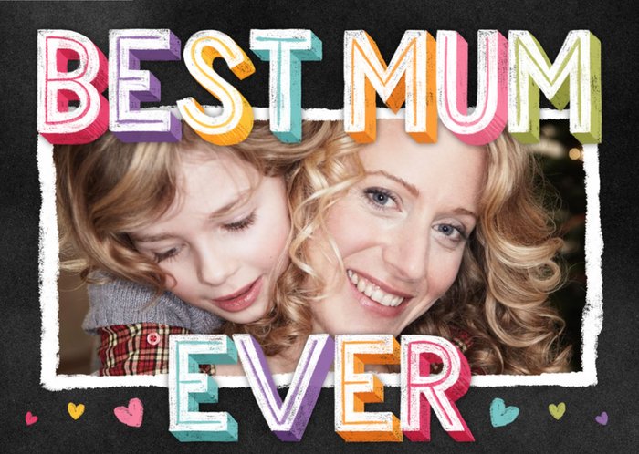 Colourful Block Letters Best Mum Ever Photo Mother's Day Card