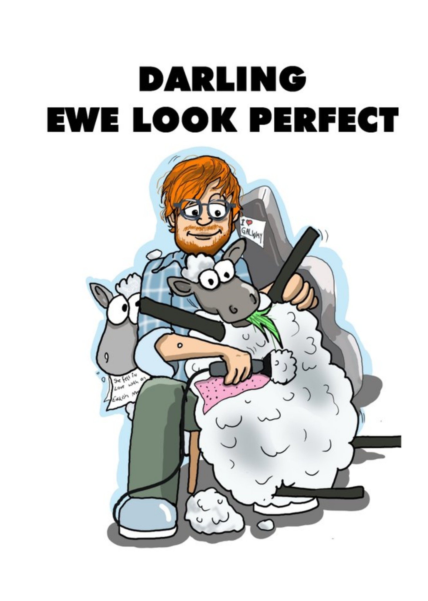 Moonpig Karen Flanart Funny Illustrated Ewe Look Perfect Card, Large