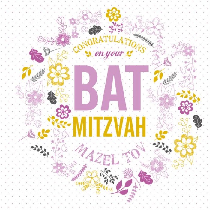 Floral Congratulations On Your  bat mitzvah Card