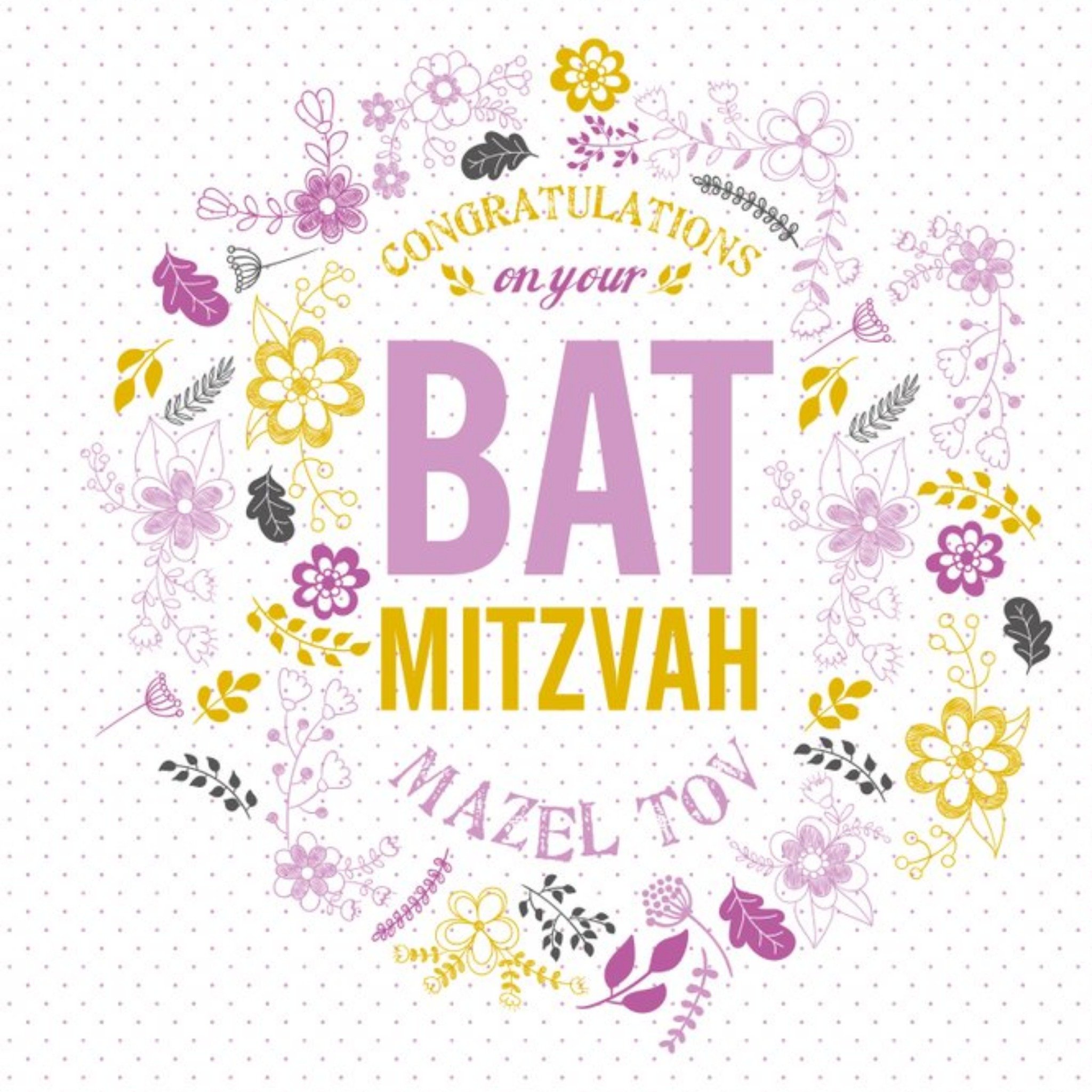 Moonpig Floral Congratulations On Your Bat Mitzvah Card, Large