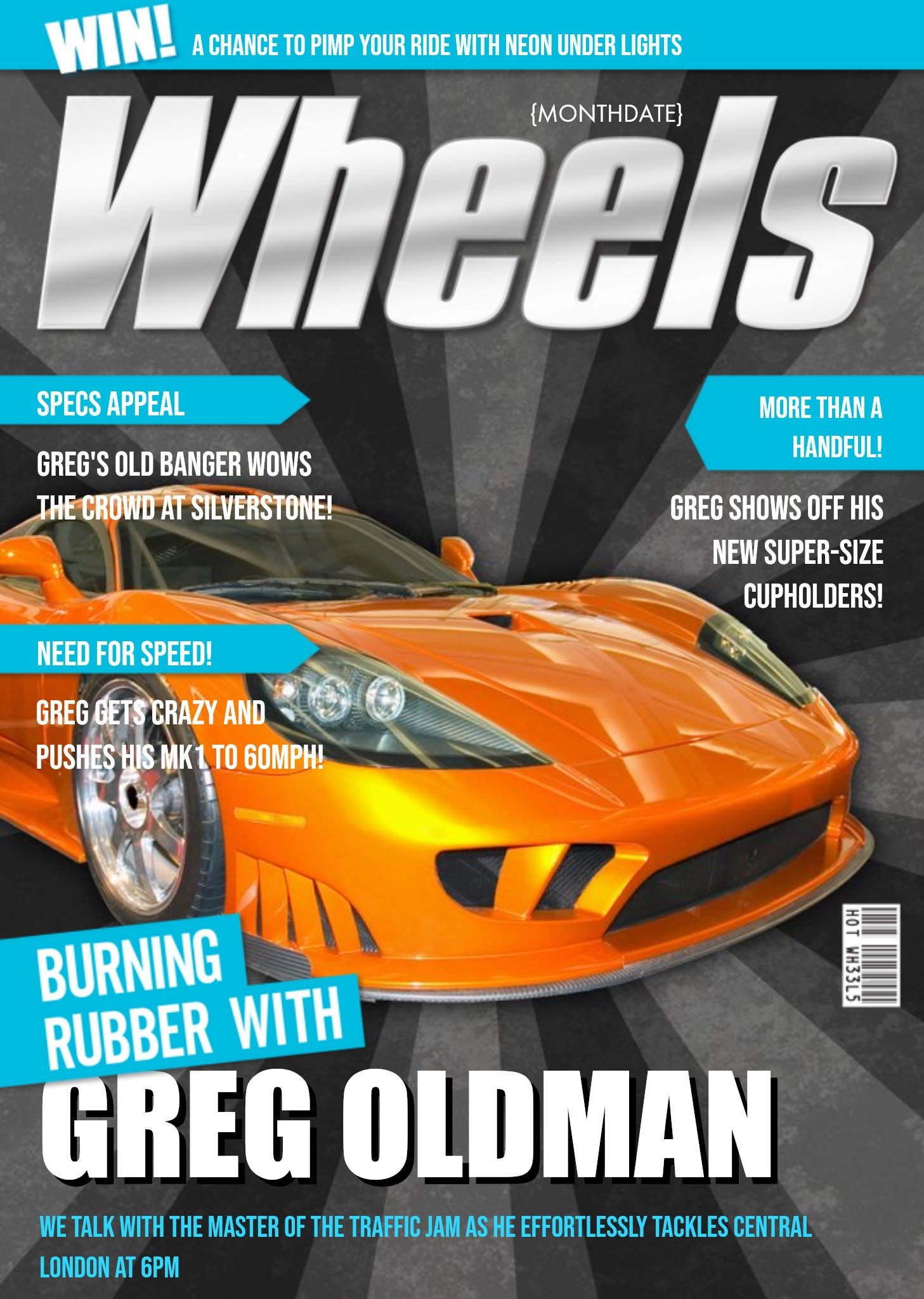 Moonpig Wheels Magazine Need For Speed Personalised Birthday Card, Large