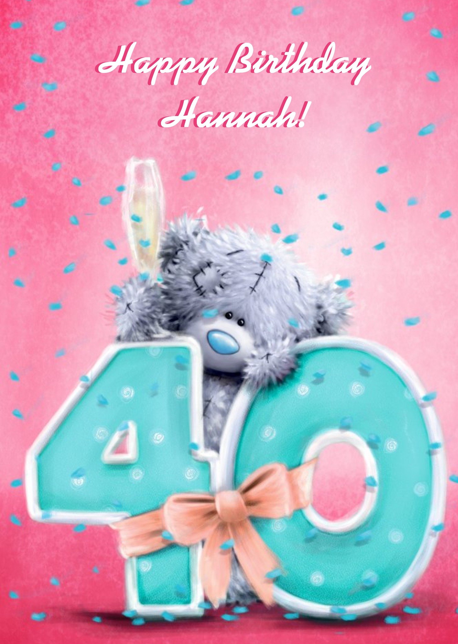 Me To You Tatty Teddy Confetti And Champagne Personalised 40th Birthday Card, Large