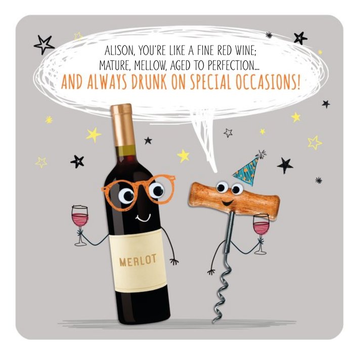 Personalised Youre Aged To Perfection Wine Birthday Card