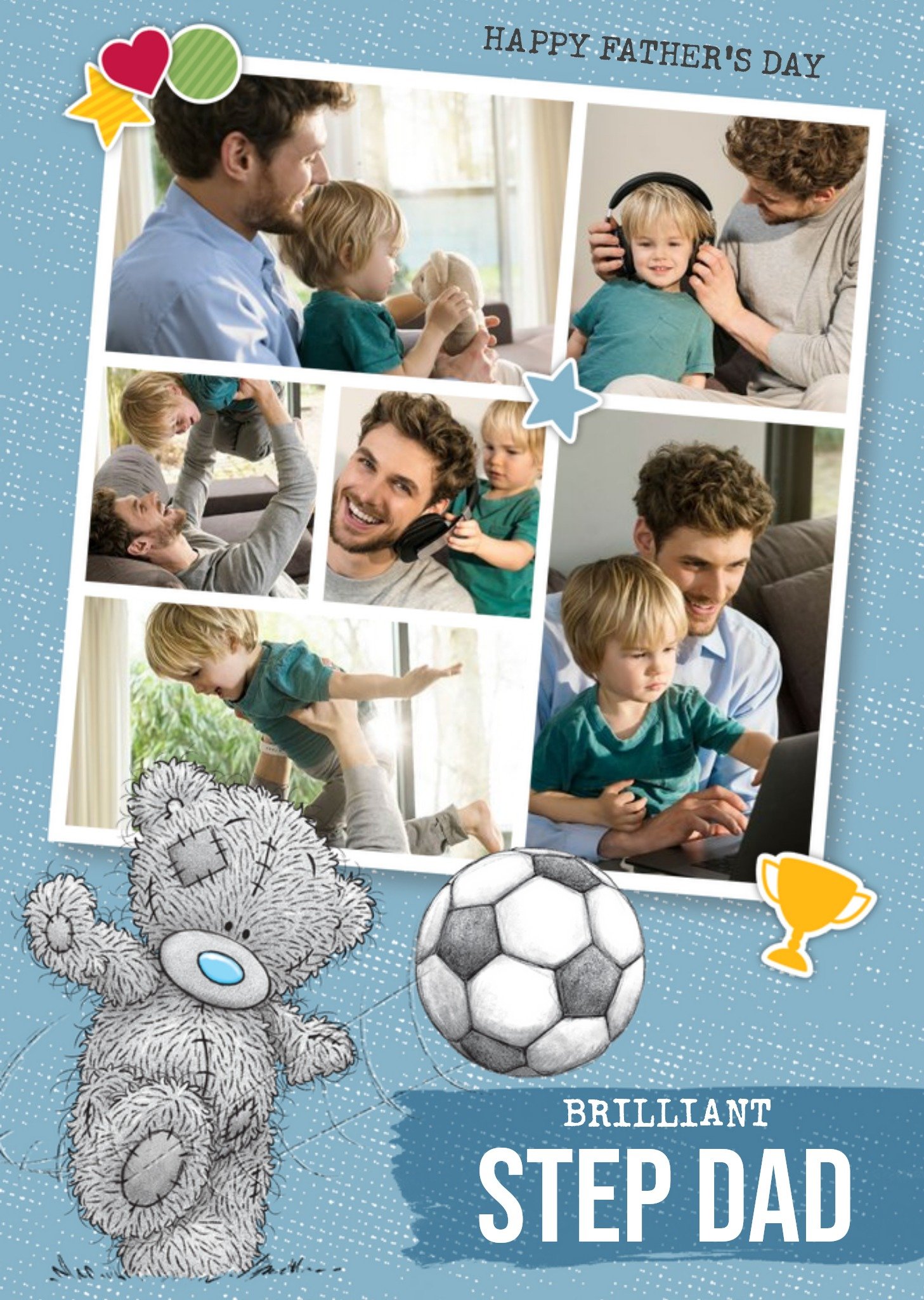 Me To You Tatty Teddy To A Brilliant Stepdad Happy Father's Day Multi-Photo Card Ecard