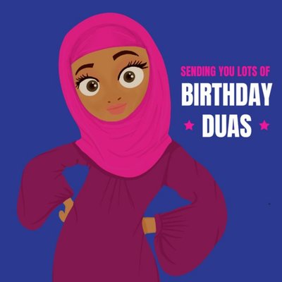 Roshah Designs Blue Sister Friend Cousin Birthday Duas Card