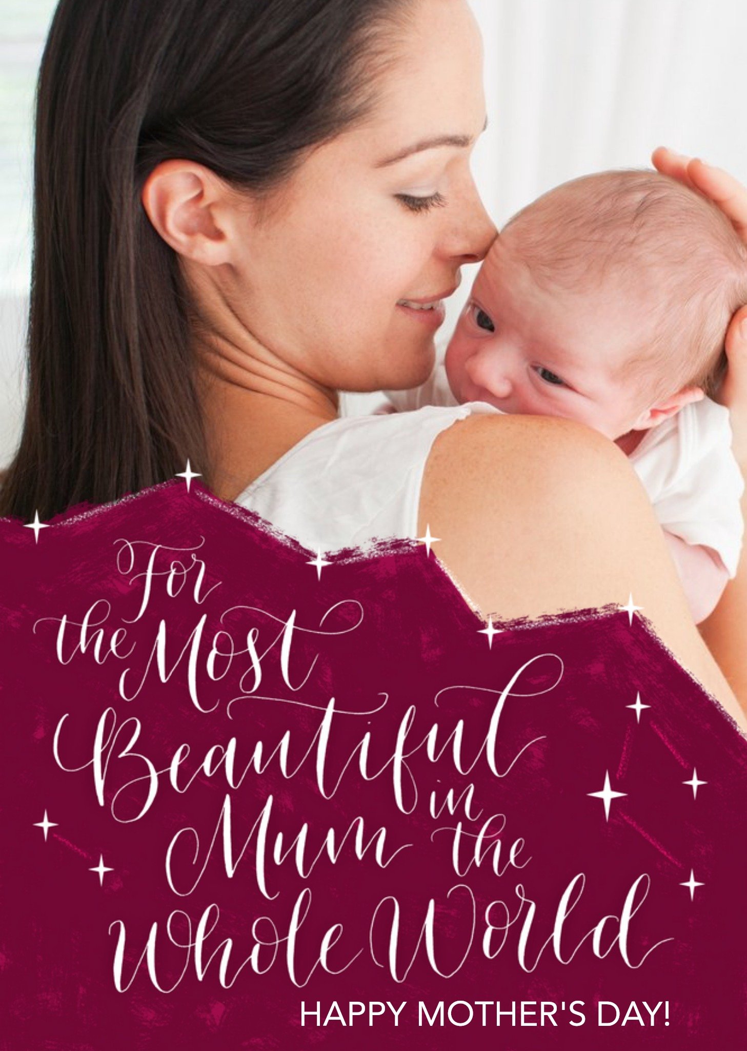 Mother's Day Card - Most Beautiful Mum In The World - Photo Upload Card - Calligraphy Ecard