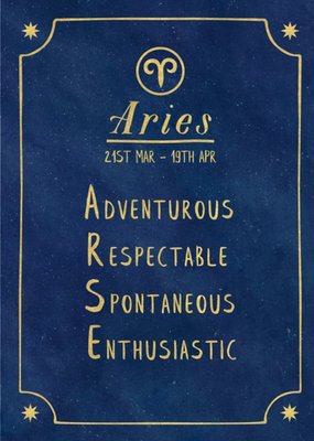 Funny rude horoscope birthday card - Aries