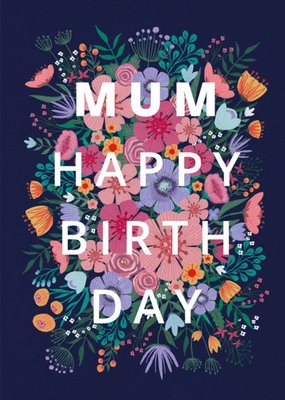 Happy Birth Day Floral Typographic Card