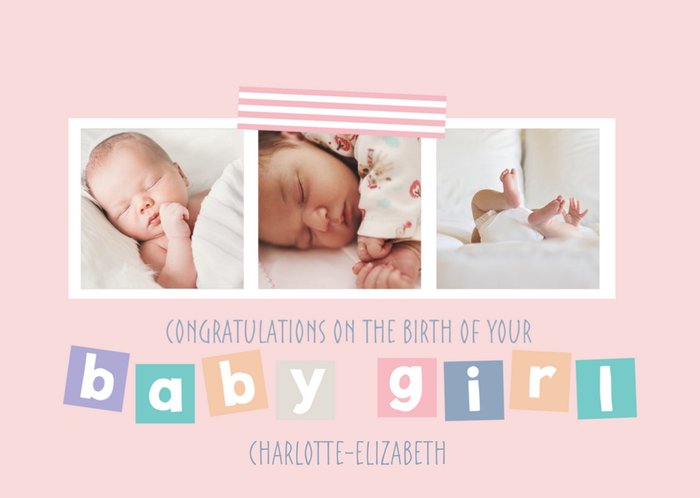 New baby girl photo upload card