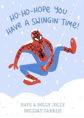 Marvel Spiderman HO HO HOpe you have a swinging time Christmas Card
