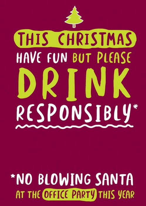 This Christmas Have Fun But Drink Responsibly Funny Rude Card