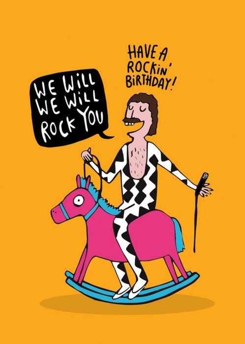 Illustrated We Will We Will Rock You Birthday Card