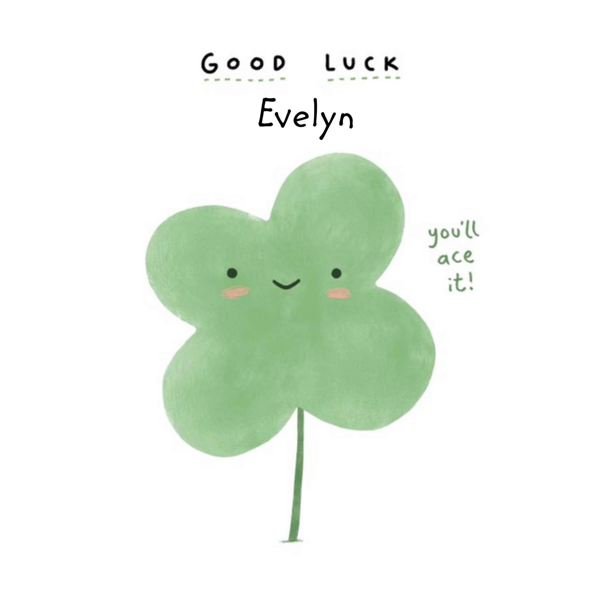 Cute Get Luck Card - You'll Ace It, Square