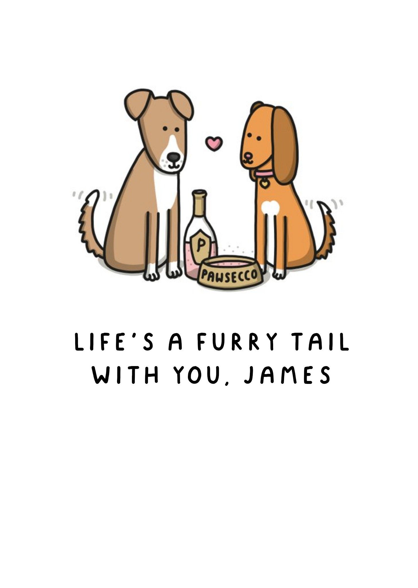 Love Hearts Rich T Mungo And Shoddy Illustrated Dogs Cute Valentine's Card, Large