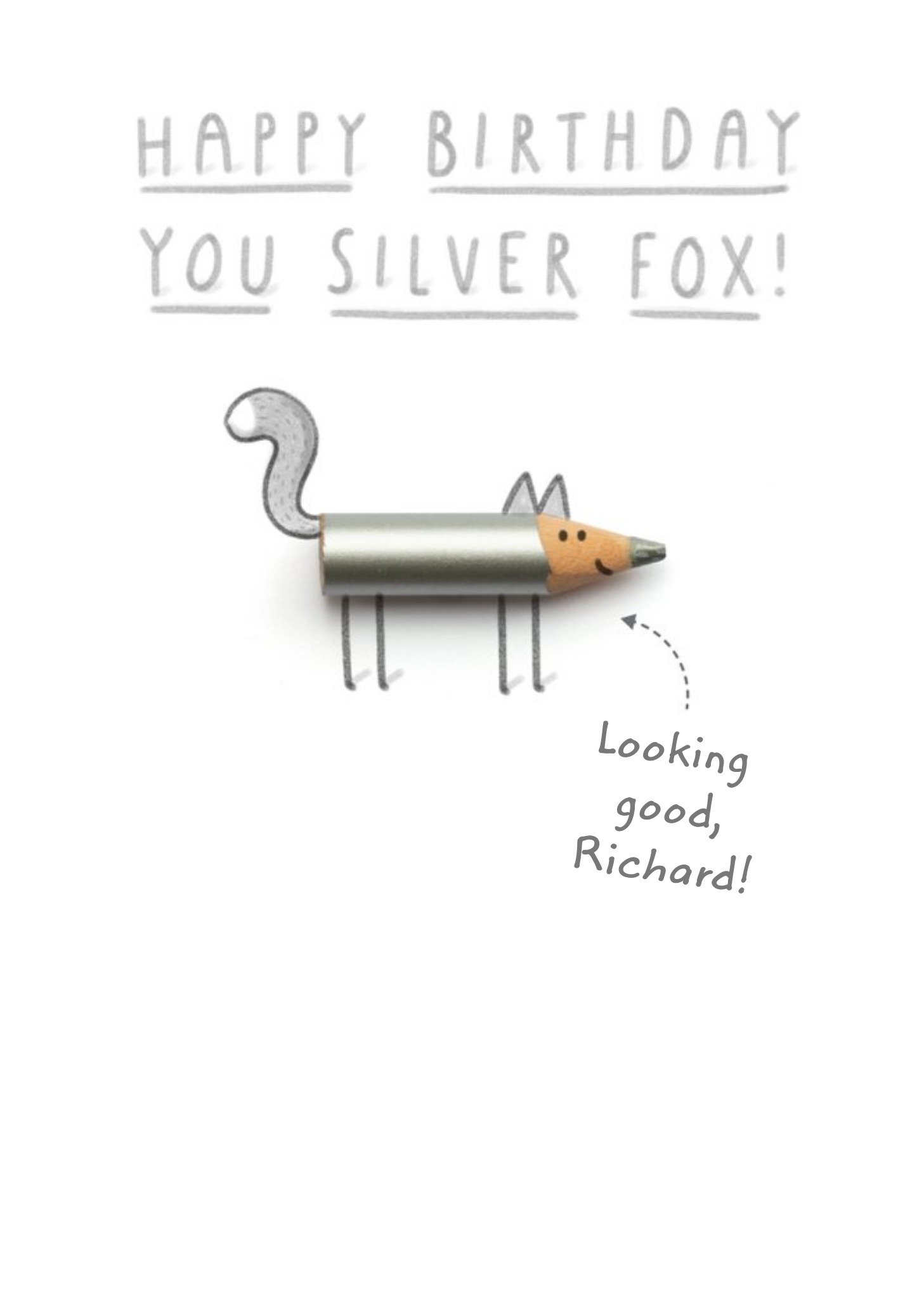 Moonpig Humurous Birthday Card - Pencils - Silver Fox Ecard