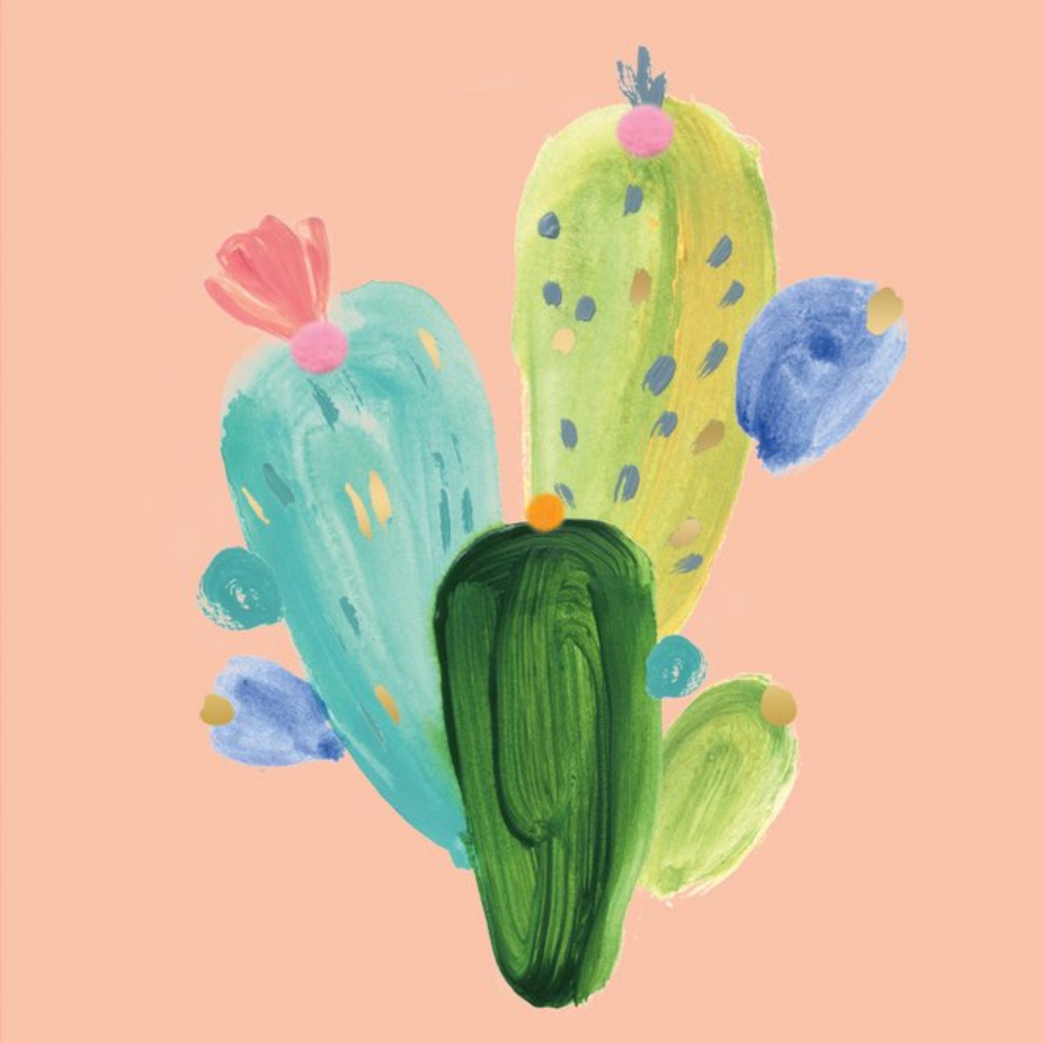 Ukg Illustrated Cactus Just A Note Card, Square