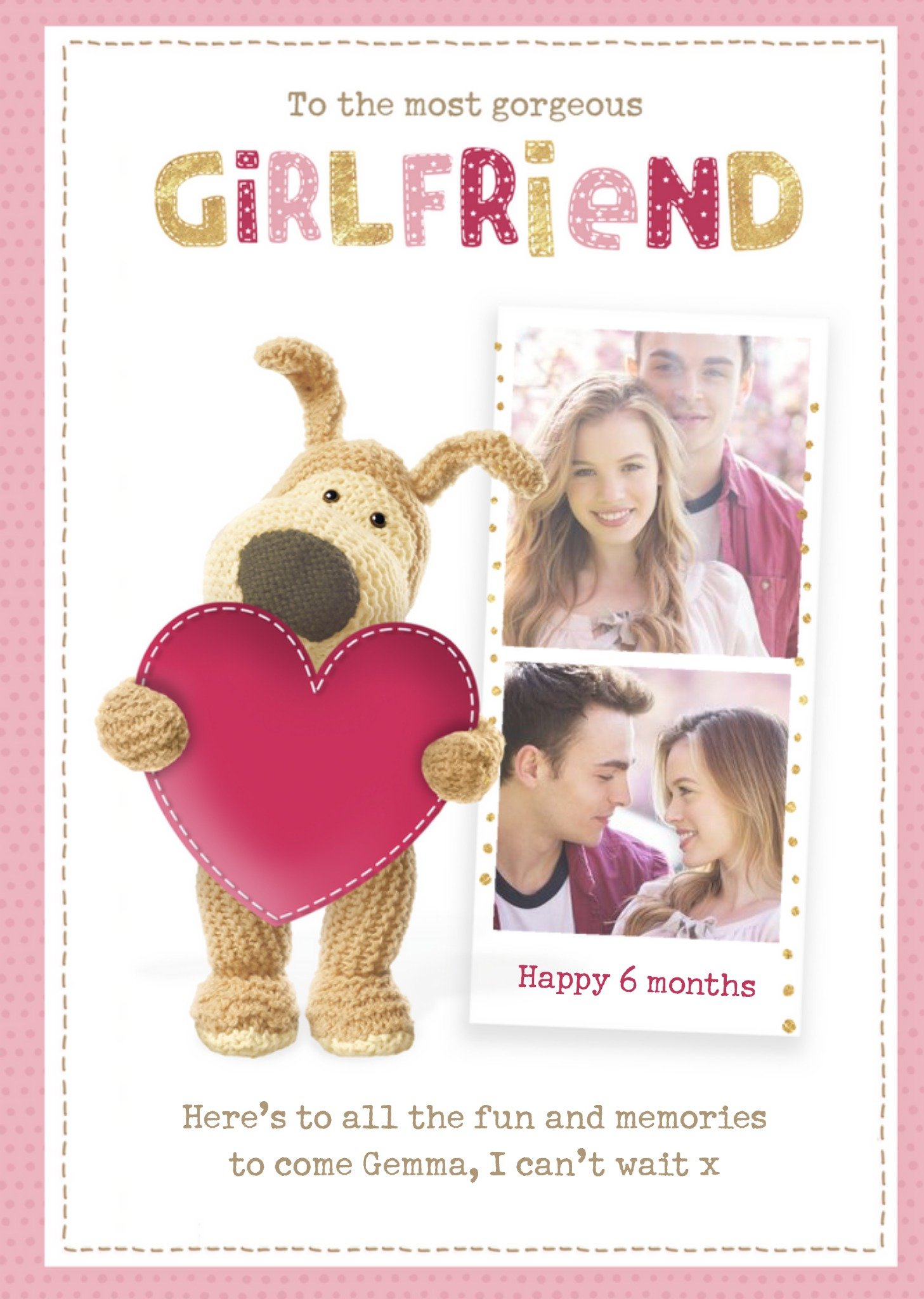 Boofle Cute Sentimental Girlfriend 6 Month Anniversary Photo Upload Card, Large