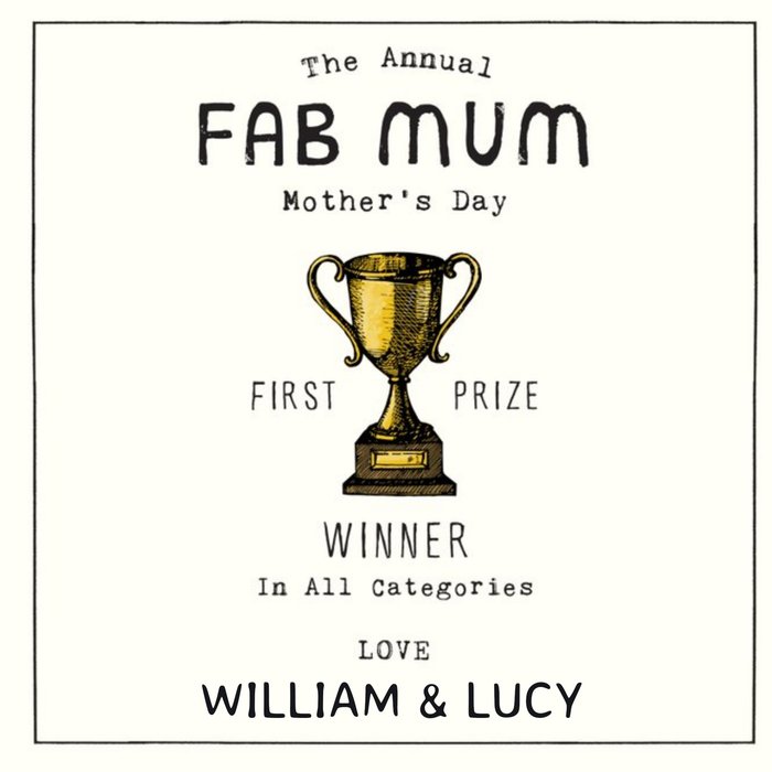 Fab Mum From The Kids Personalised Mother's Day Card