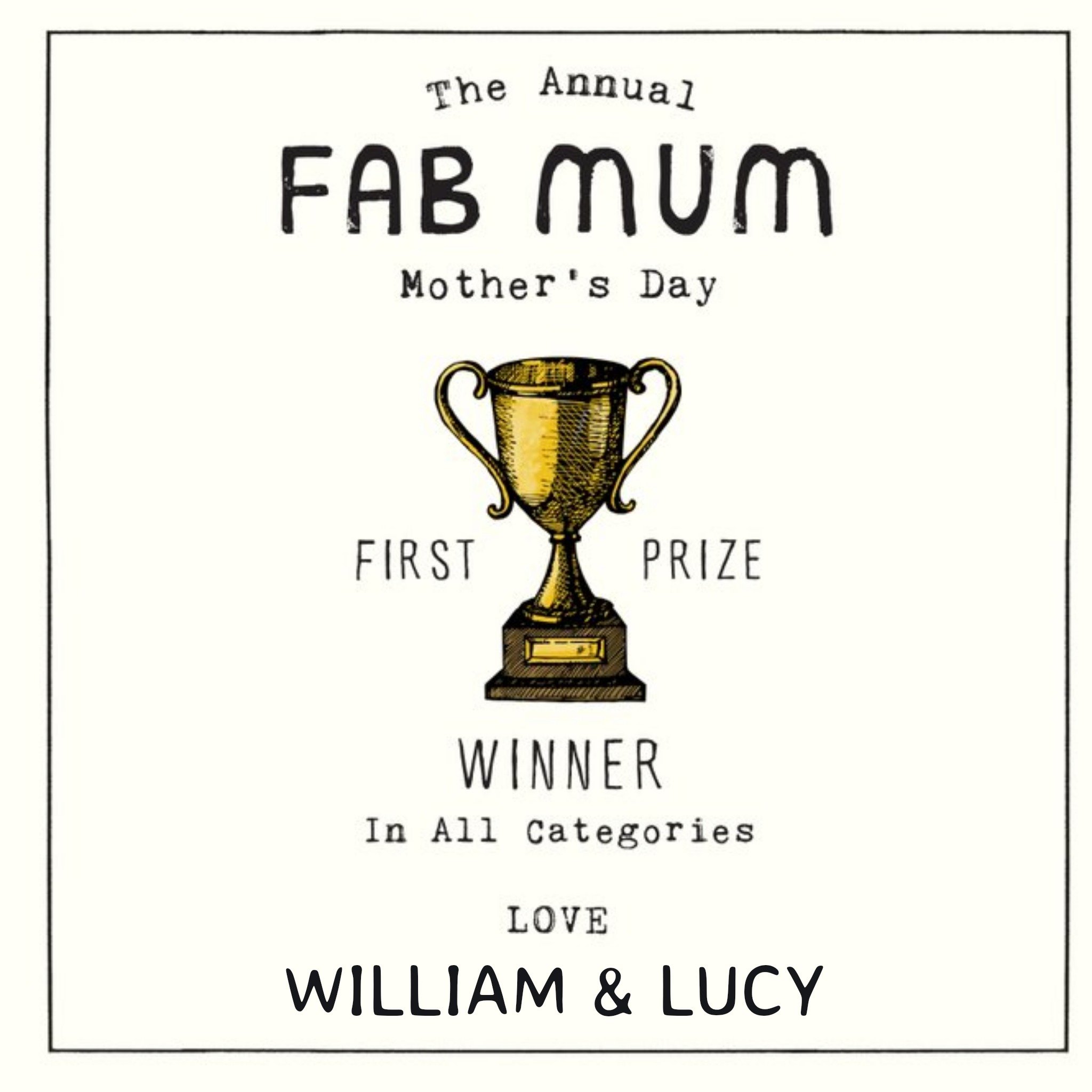 Moonpig Fab Mum From The Kids Personalised Mother's Day Card, Square