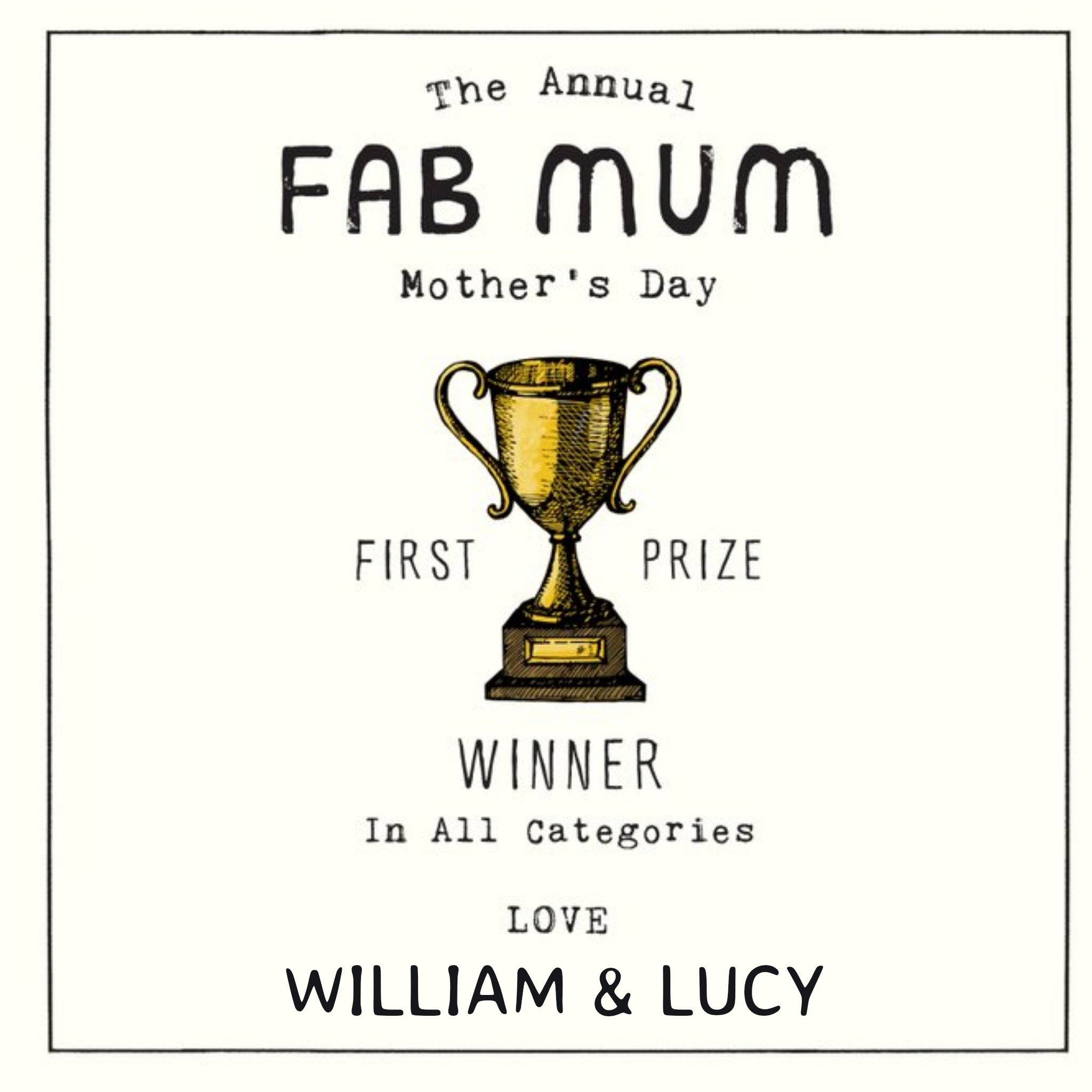 Fab Mum From The Kids Personalised Mother's Day Card, Square