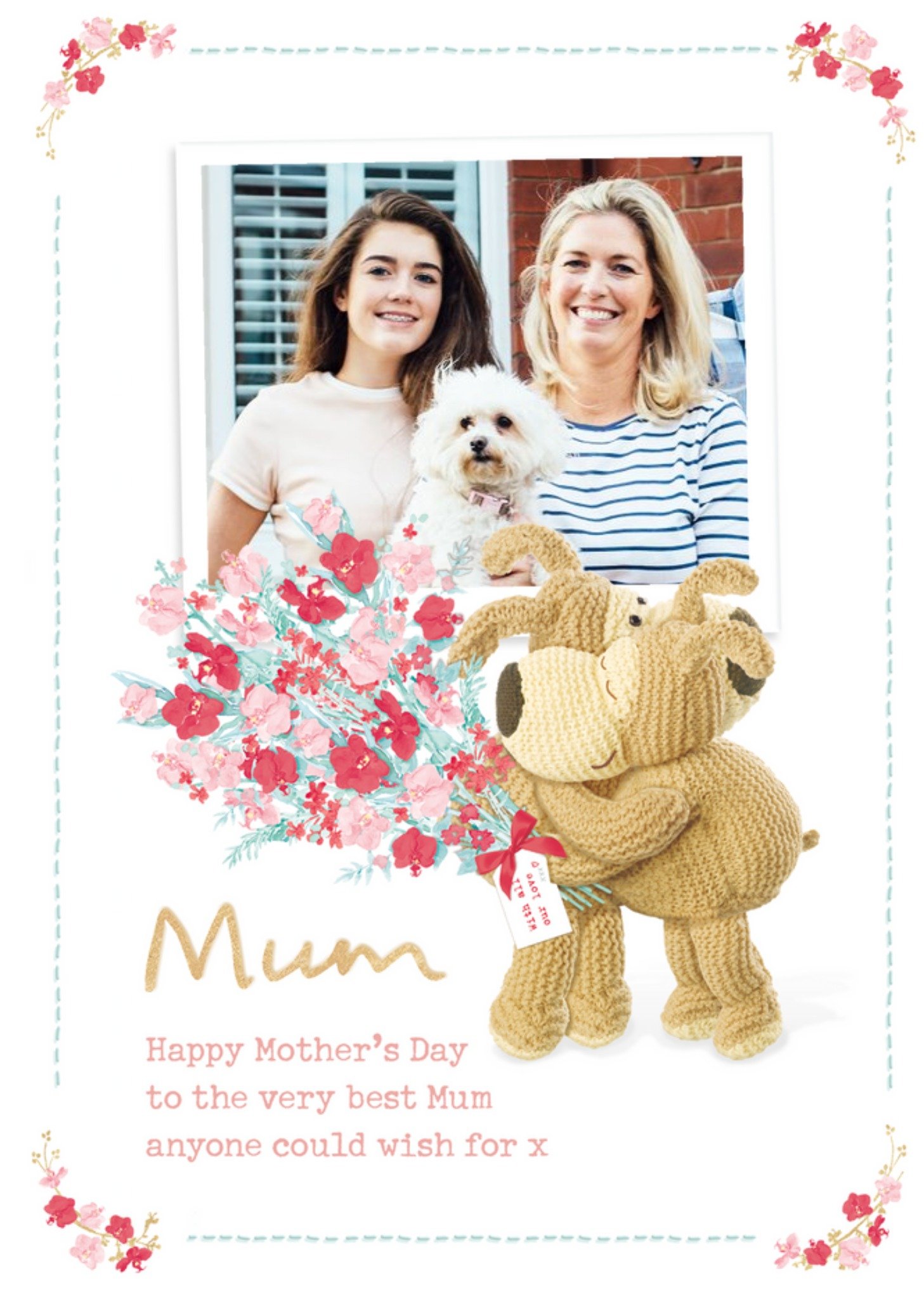 Cute Boofle Best Mum Photo Upload Mother's Day Card, Large