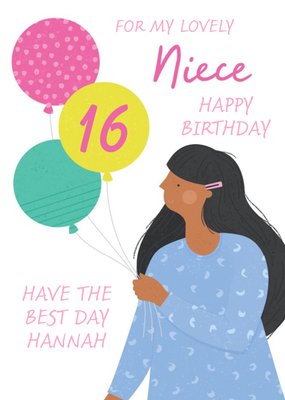 Lovely Niece 16th Birthday Balloons Card