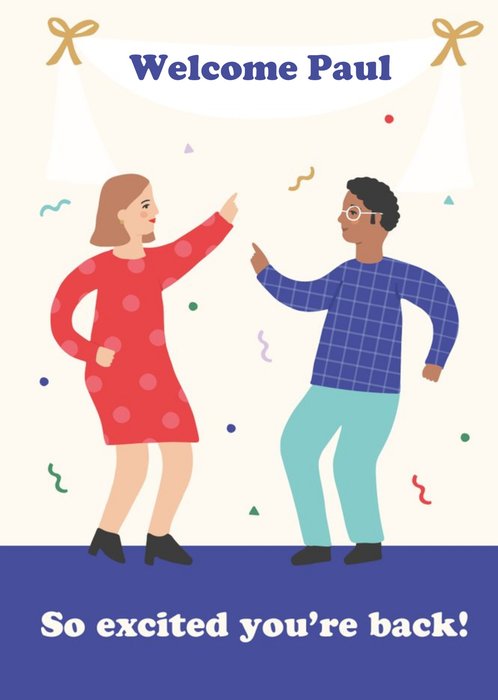 Illustration Of Two People Dancing Welcome Back Card