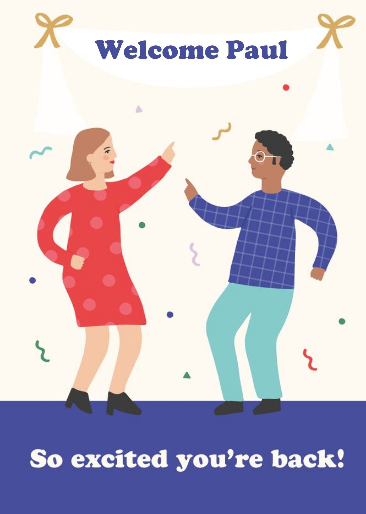 Illustration Of Two People Dancing Welcome Back Card Ecard