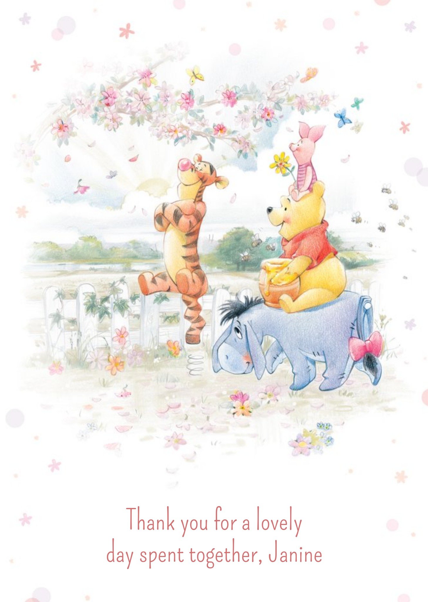 Disney Winnie The Pooh And Friends Day Together Personalised Thank You Card Ecard