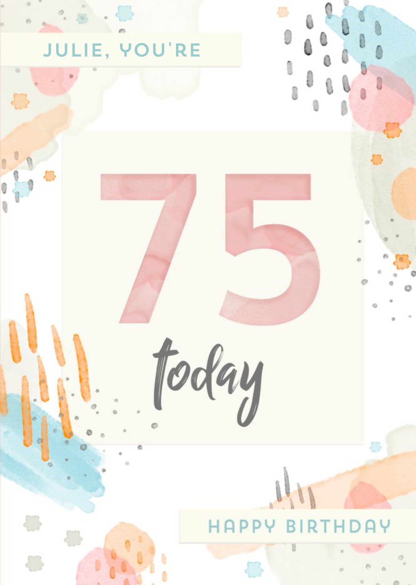 Watercolour 75th Birthday Card Ecard