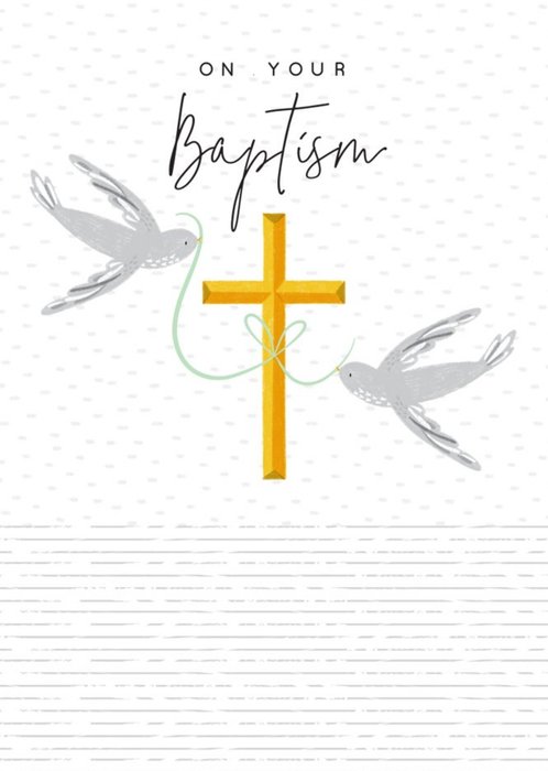 Illustrated Doves Baptism Card