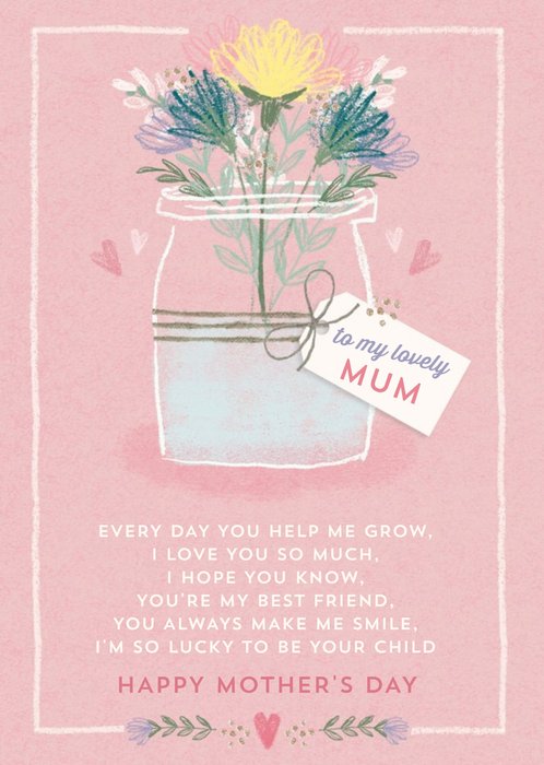 Sentimental To My Lovely Mum Personalised Mother's Day Card