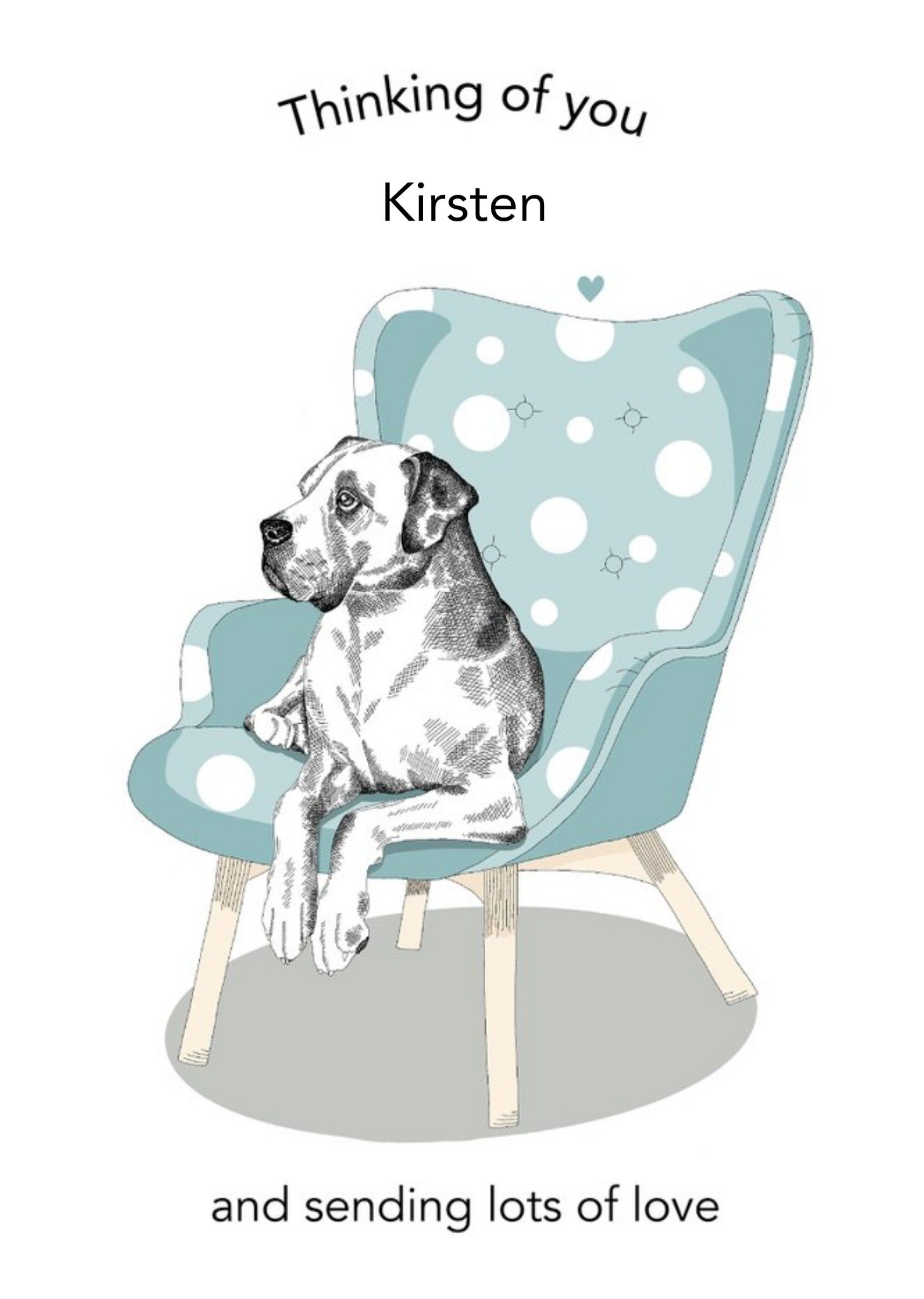 Love Hearts Dotty Dog Art Thinking Of You Dog Modern Cute Card Ecard