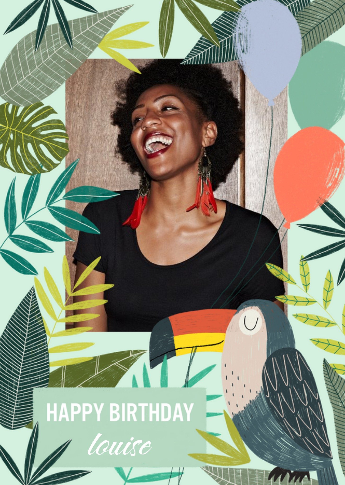Moonpig Birthday Card - Happy Birthday - Toucan - Tropical - Photo Upload, Large