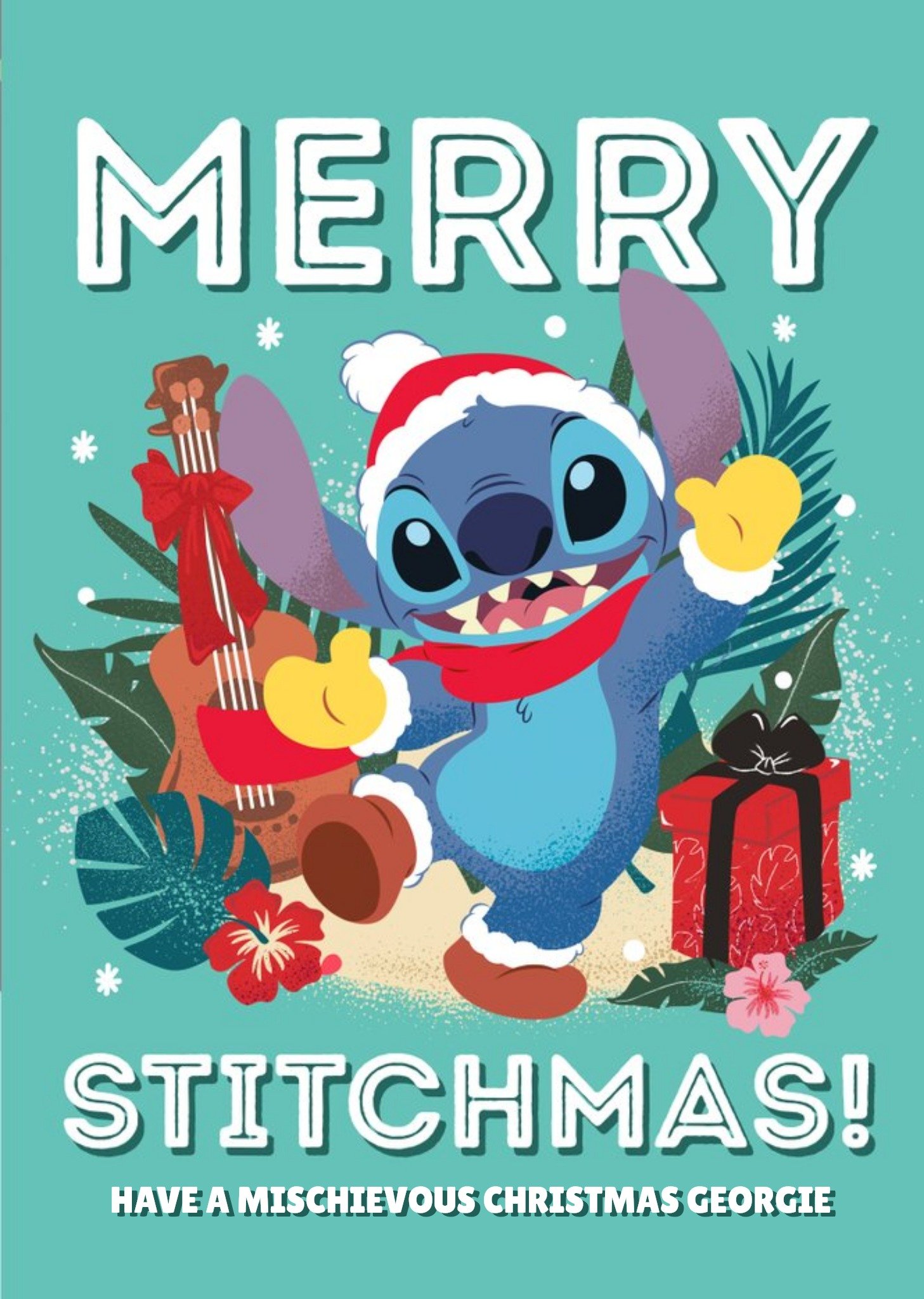 Disney Lilo And Stitch Michievous Christmas Card, Large
