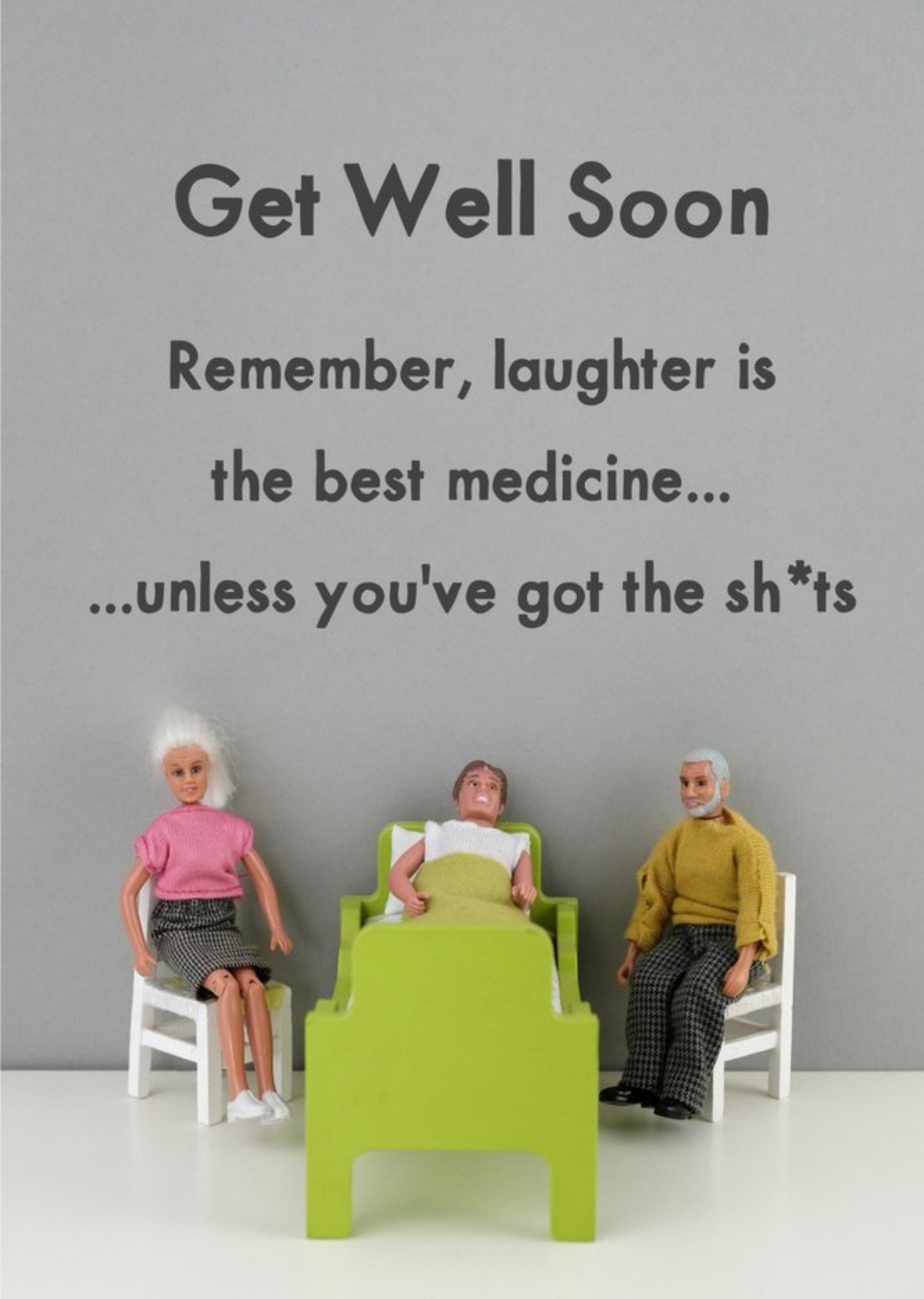 Bold And Bright Funny Rude Dolls Remember Laughter Is The Best Medicine Get Well Soon Card, Large