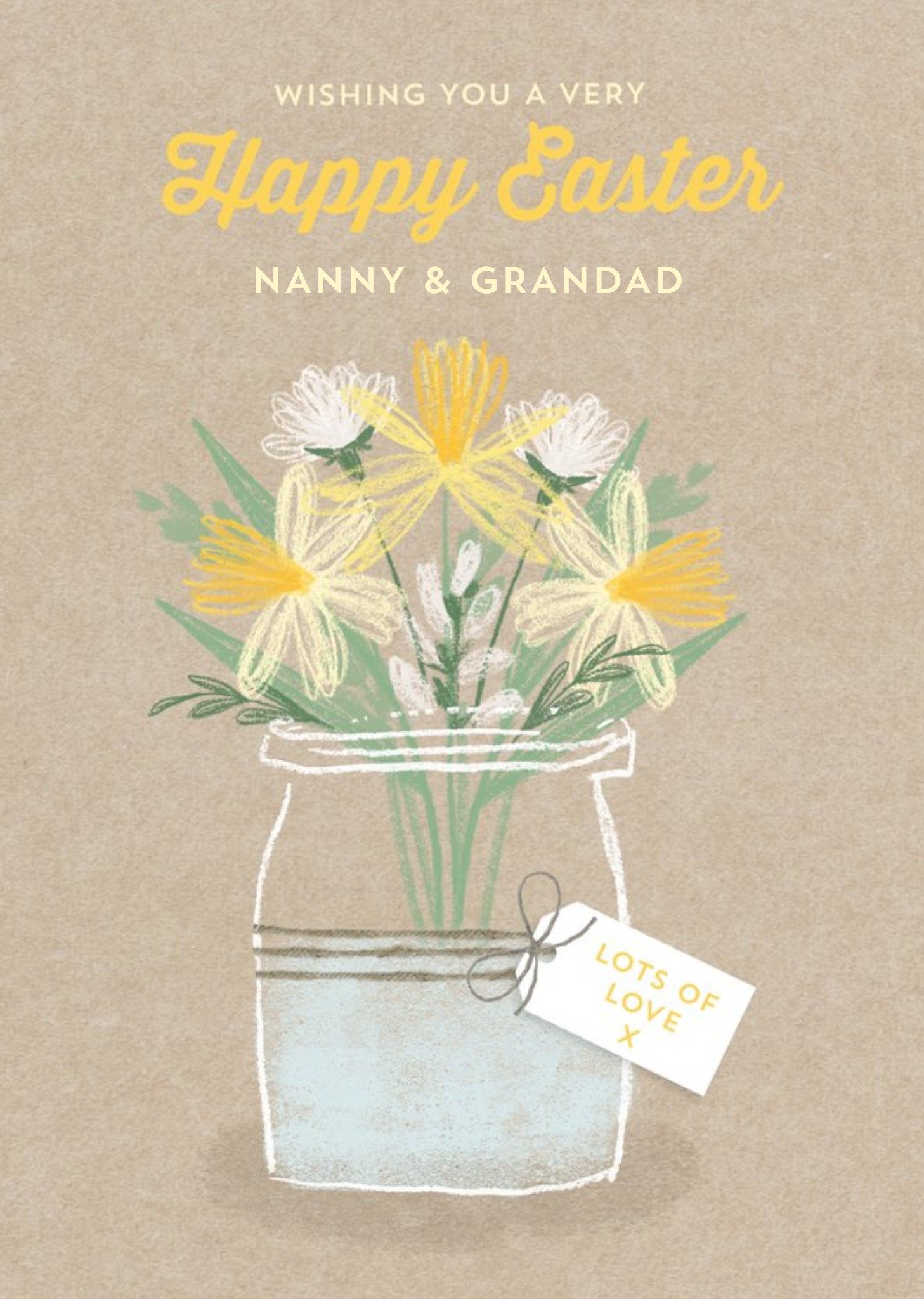 Easter Card - Nanny And Grandad - Vase Of Flowers - Bouquet Of Flowers Ecard