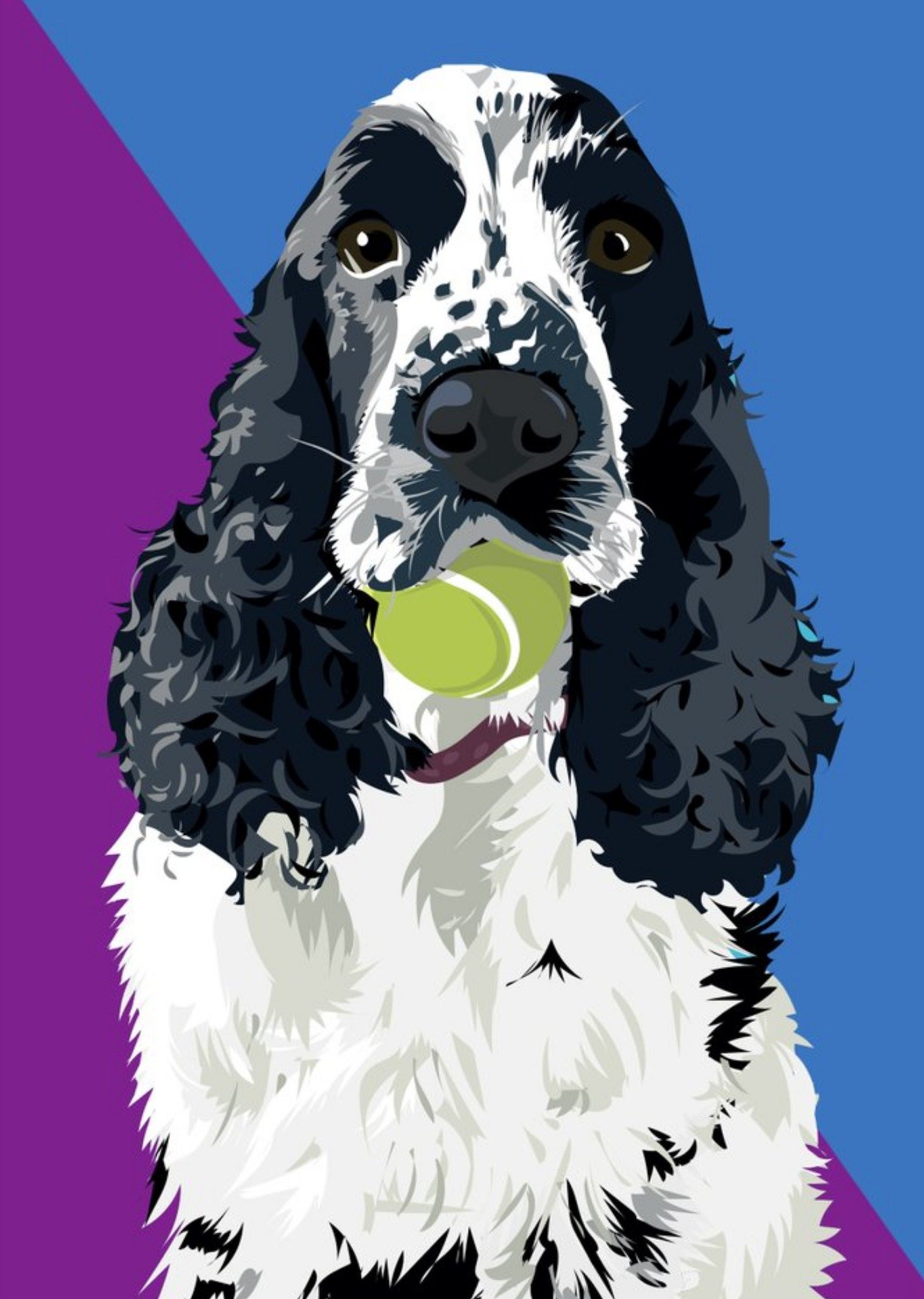 Illustrated Tennis Ball Cocker Spaniel Card Ecard