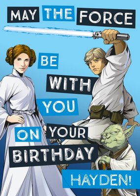 Star Wars Birthday card - Princess leia - Luke Skywalker - Yoda