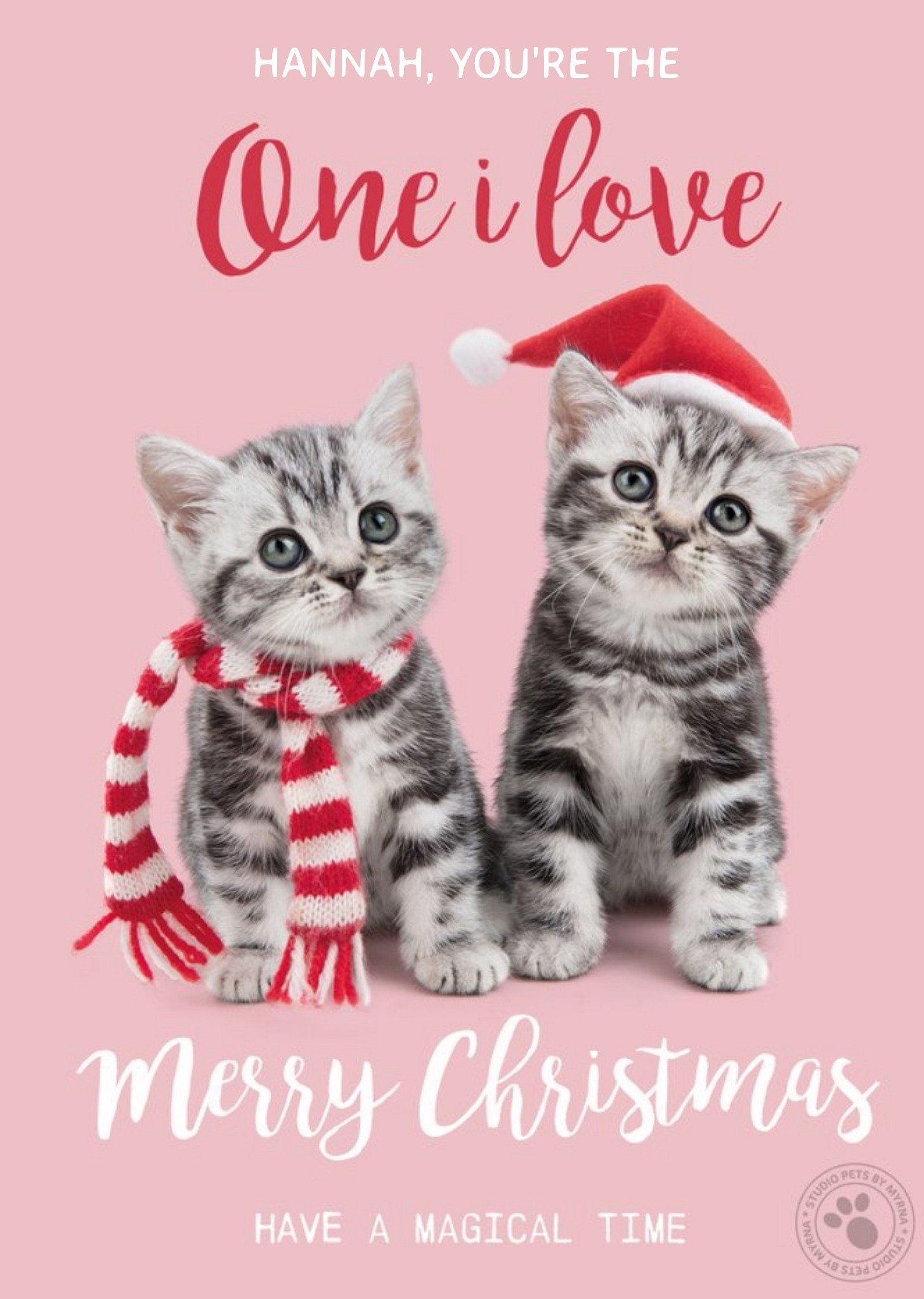 Studio Pets Merry Christmas You're The One I Love Ecard