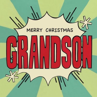 To Grandson Kapow Style Christmas Square Card