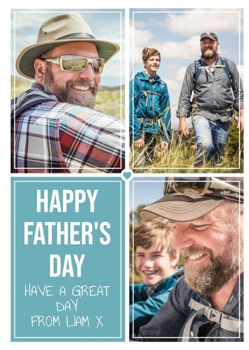 Bright Teal Happy Father's Day Multi-Photo Card