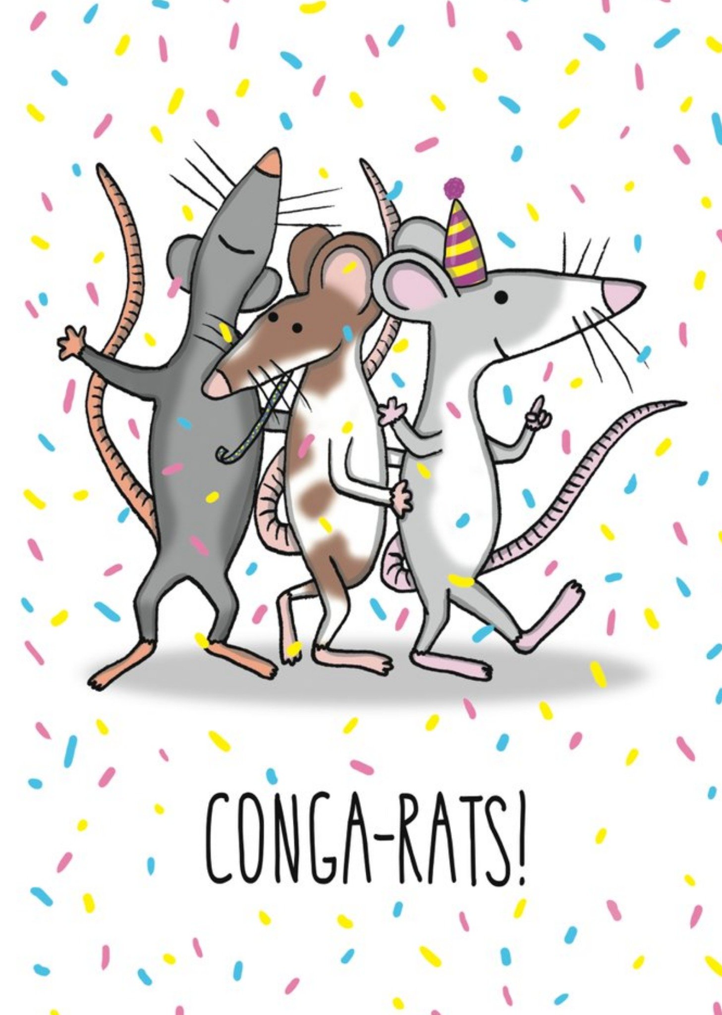 Moonpig Congrats Rats Confetti Pun Card Ecard